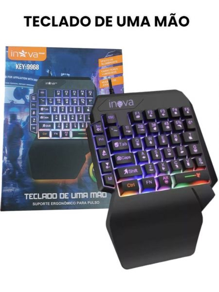 TECLADO DE UMA MÃO GAMER COM LED